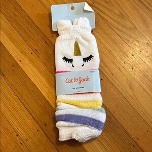 Cat & Jack White Unicorn Leg Warmers with Rainbow Stripes - NWT
